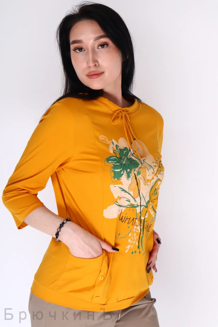 Liranna пуговки на кармашках хлопок бл4007 карри